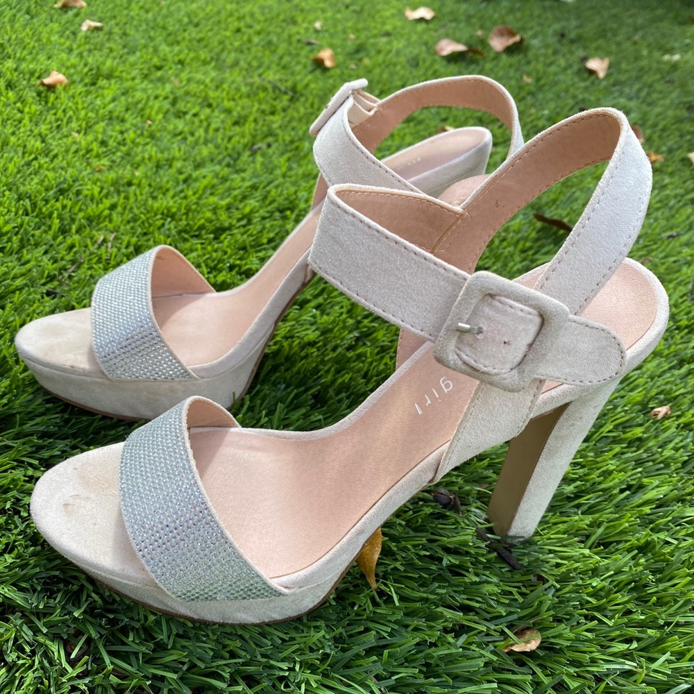 Cream Madden Girl embellished heels